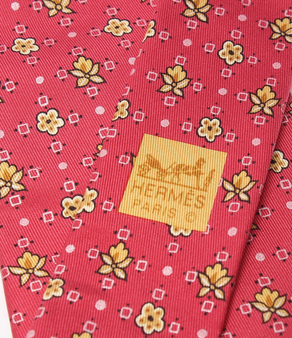 美品 HERMES ネクタイ シルク100% 花柄 メンズ エルメス