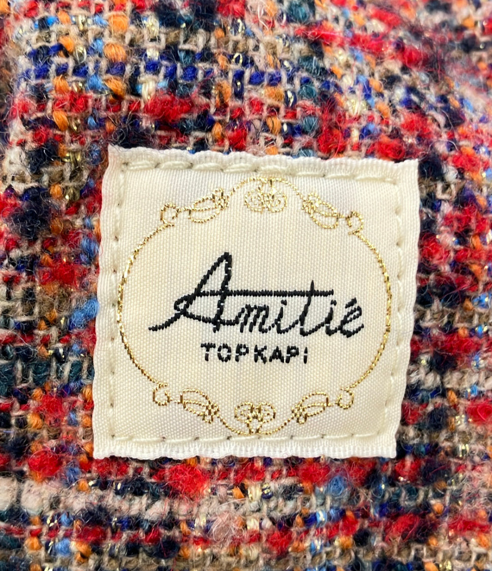 美品 TOPKAPI ハンドバッグ ショルダーバッグ 2WAY 斜め掛け ツイード ファー チェーン レディース トプカピ