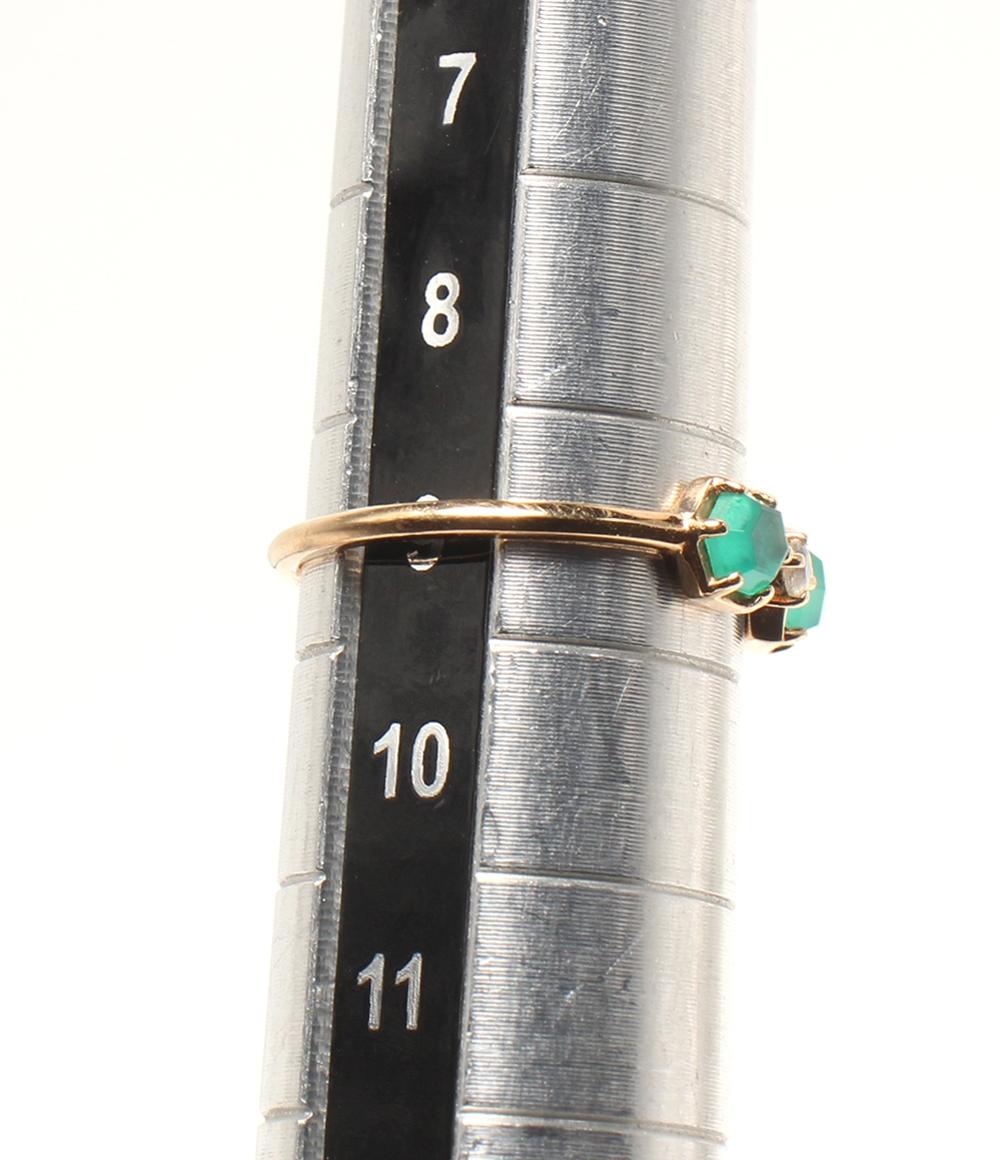 美品 agete リング 指輪 K10 ラインストーン レディース SIZE 9号 アガット