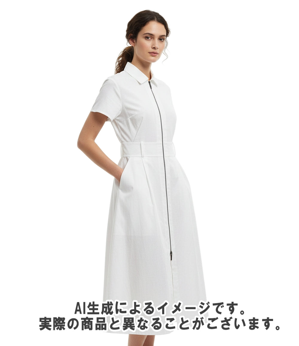 美品 HERMES 半袖 ワンピース ジップアップ 4E0532DB レディース SIZE 36 (S) エルメス