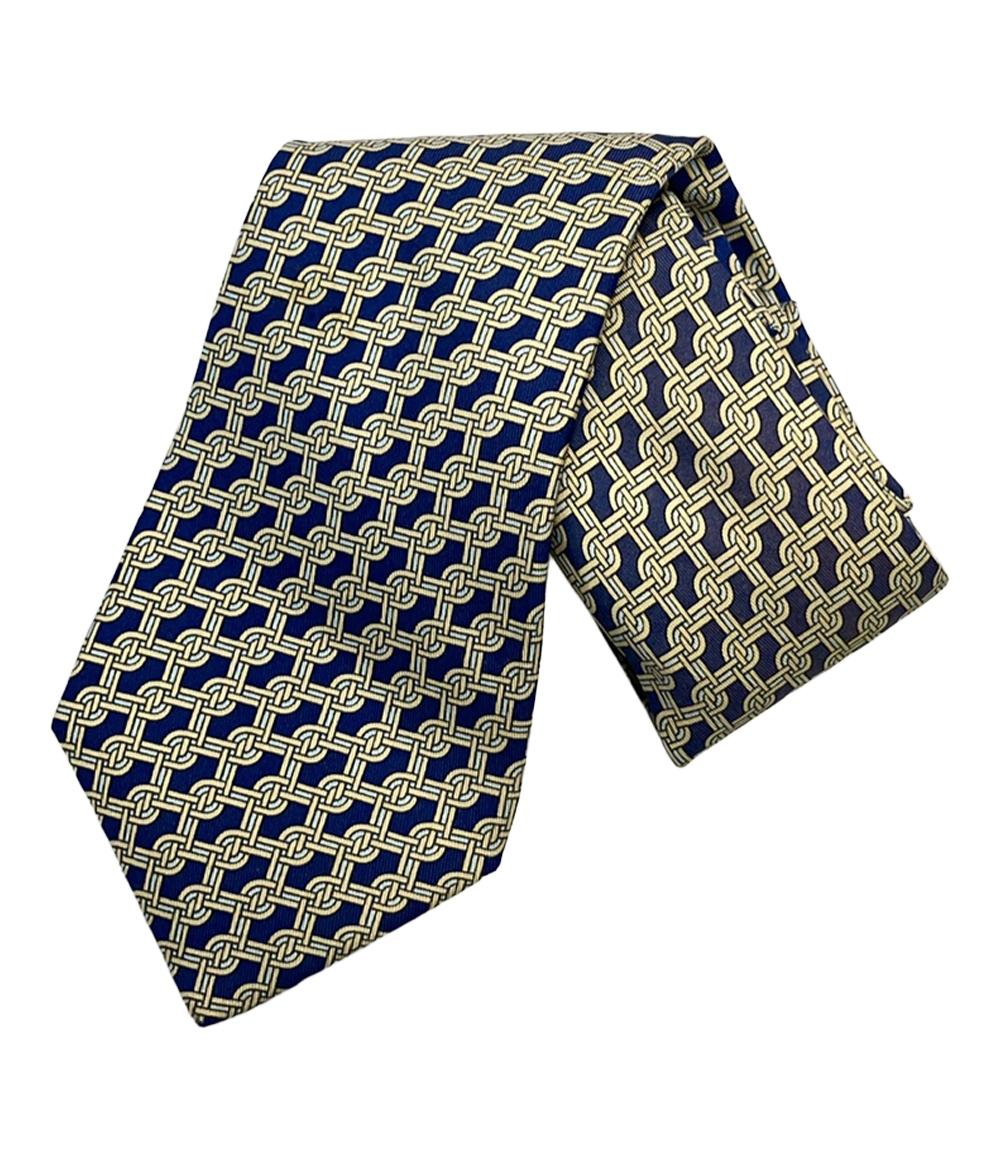 HERMES ネクタイ シルク 100% チェーン柄 7492 IA メンズ エルメス