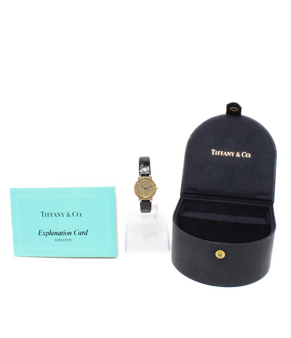 Tiffany & Co. 腕時計 18K 750 アトラスラウンドウォッチ クオーツ ゴールド L0630 レディース ティファニー