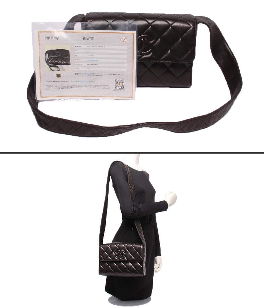 CHANEL ショルダーバッグ ラムスキン ゴールド金具 2番台 肩掛け マトラッセ レディース シャネル