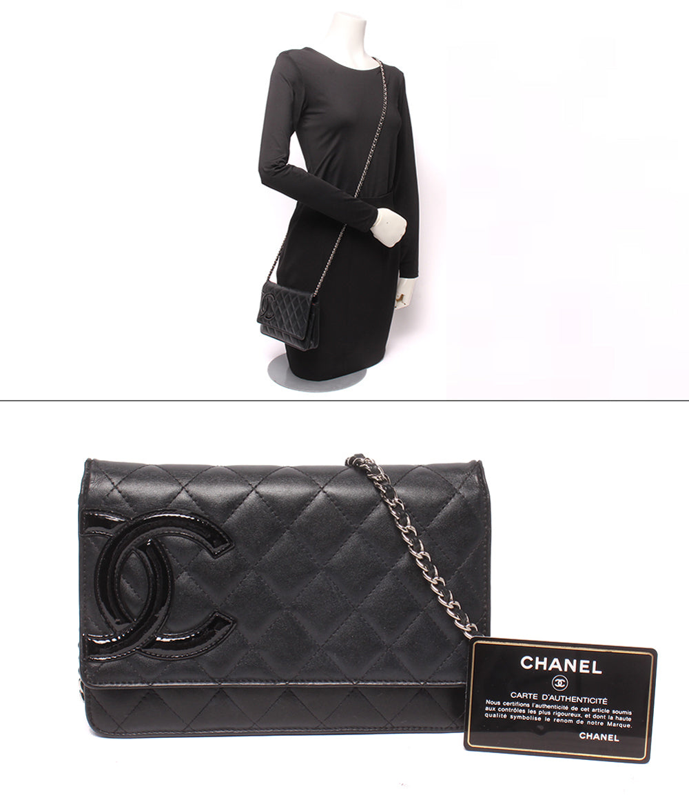 CHANEL チェーンウォレット チェーンショルダーバッグ 斜め掛け シルバー金具 14番台 カンボンライン レディース シャネル
