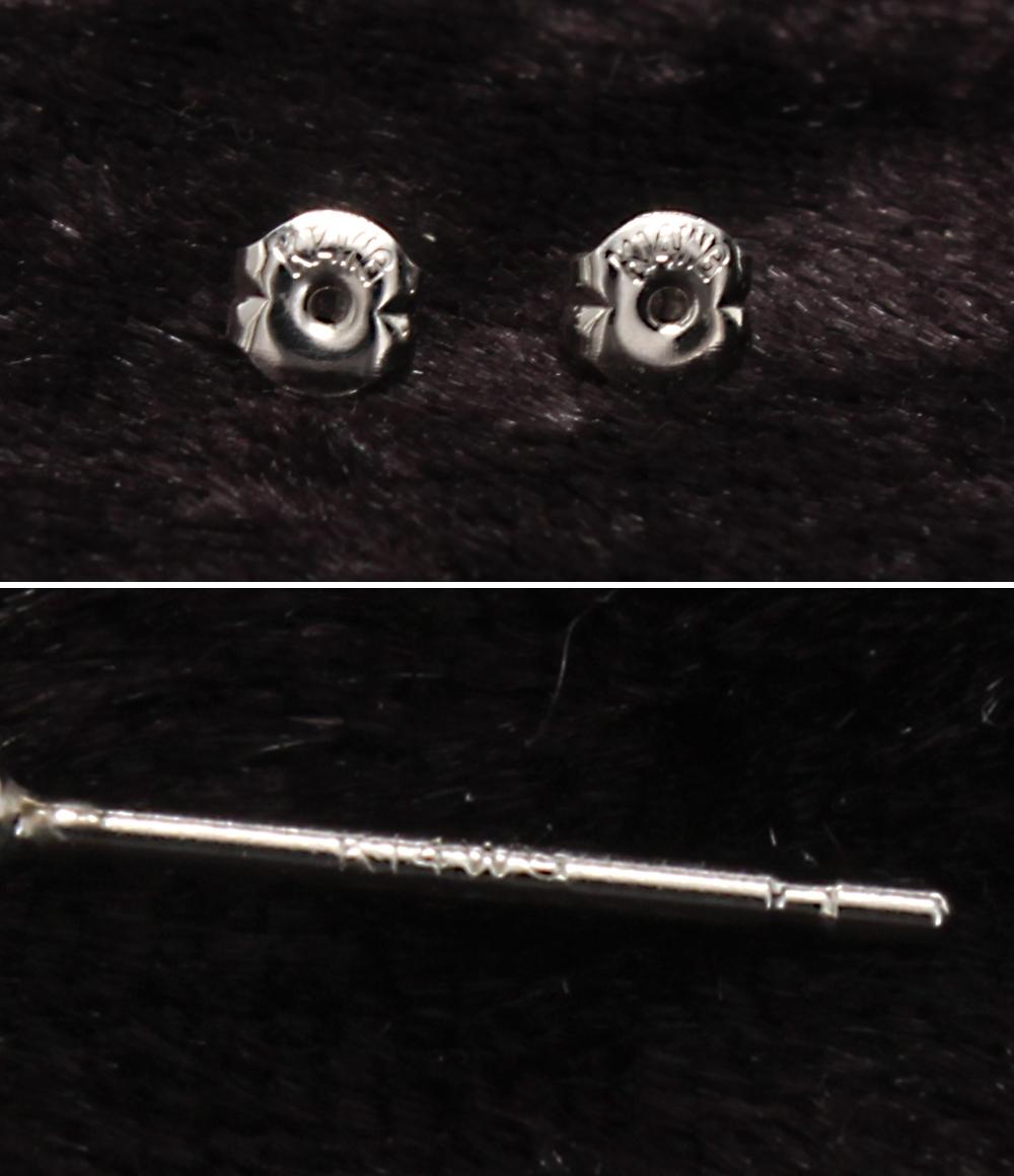 美品 ネックレス K14WG ブルートパーズ ダイヤ0.02ct ピアスK14WG ブルートパーズ 2点セット レディース