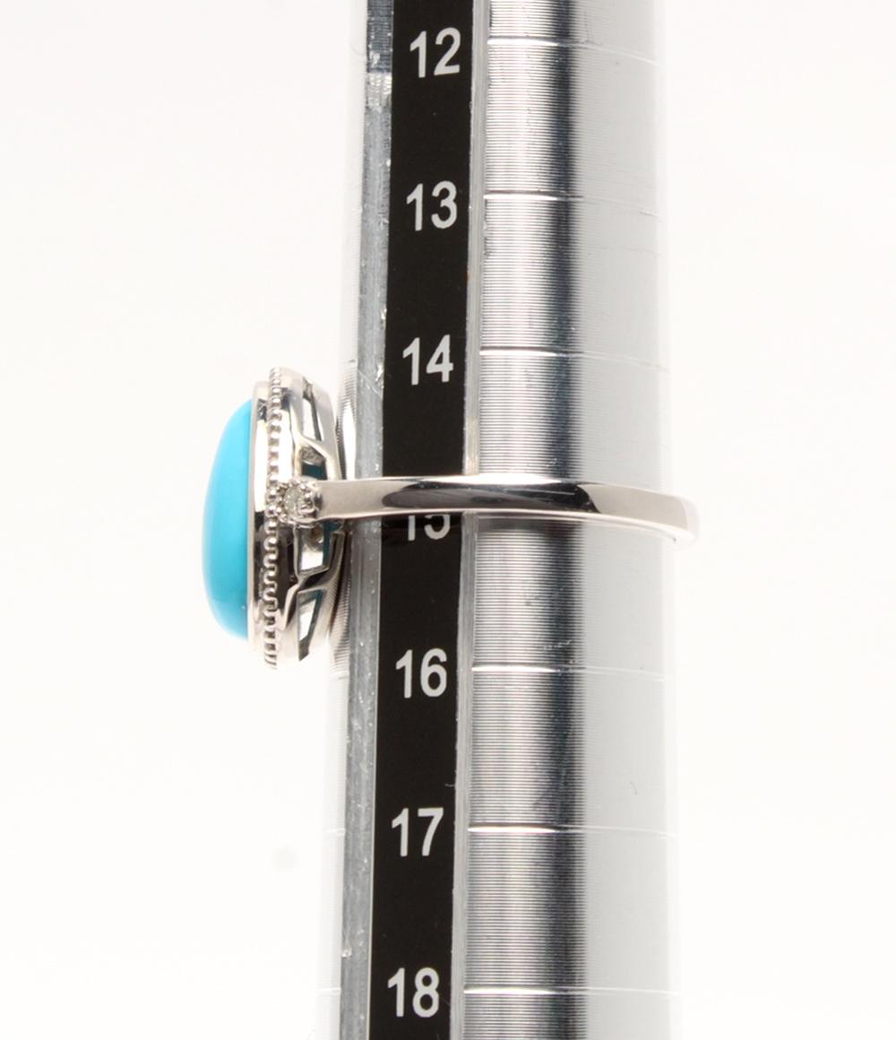 美品 リング 指輪 SV925 ターコイズ ダイヤ 0.03ct レディース SIZE 15号