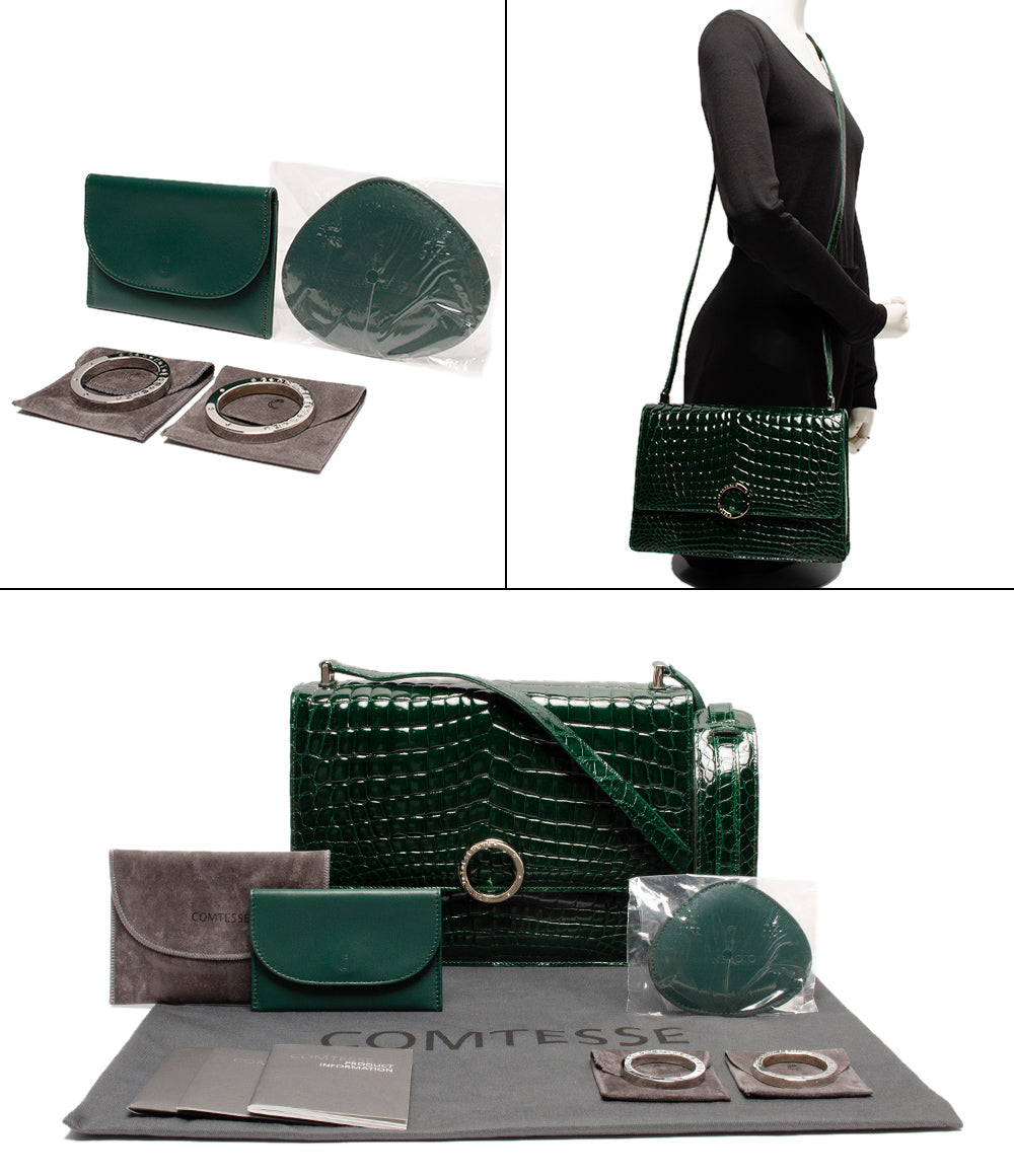 コンテス レザーショルダーバッグ クロコ レディース COMTESSE