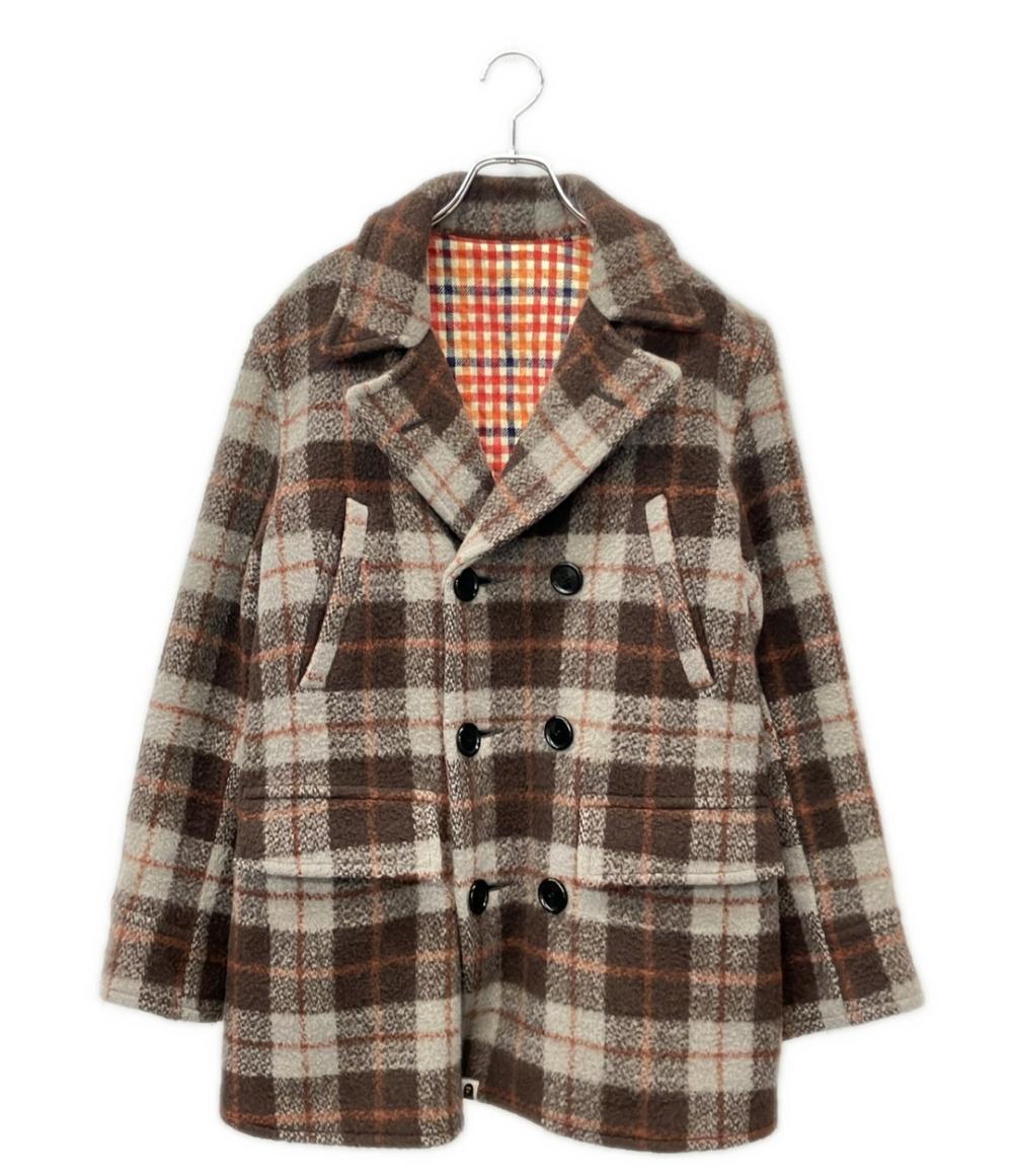 A BATHING APE チェック柄 ピーコート メンズ SIZE M アベイシング