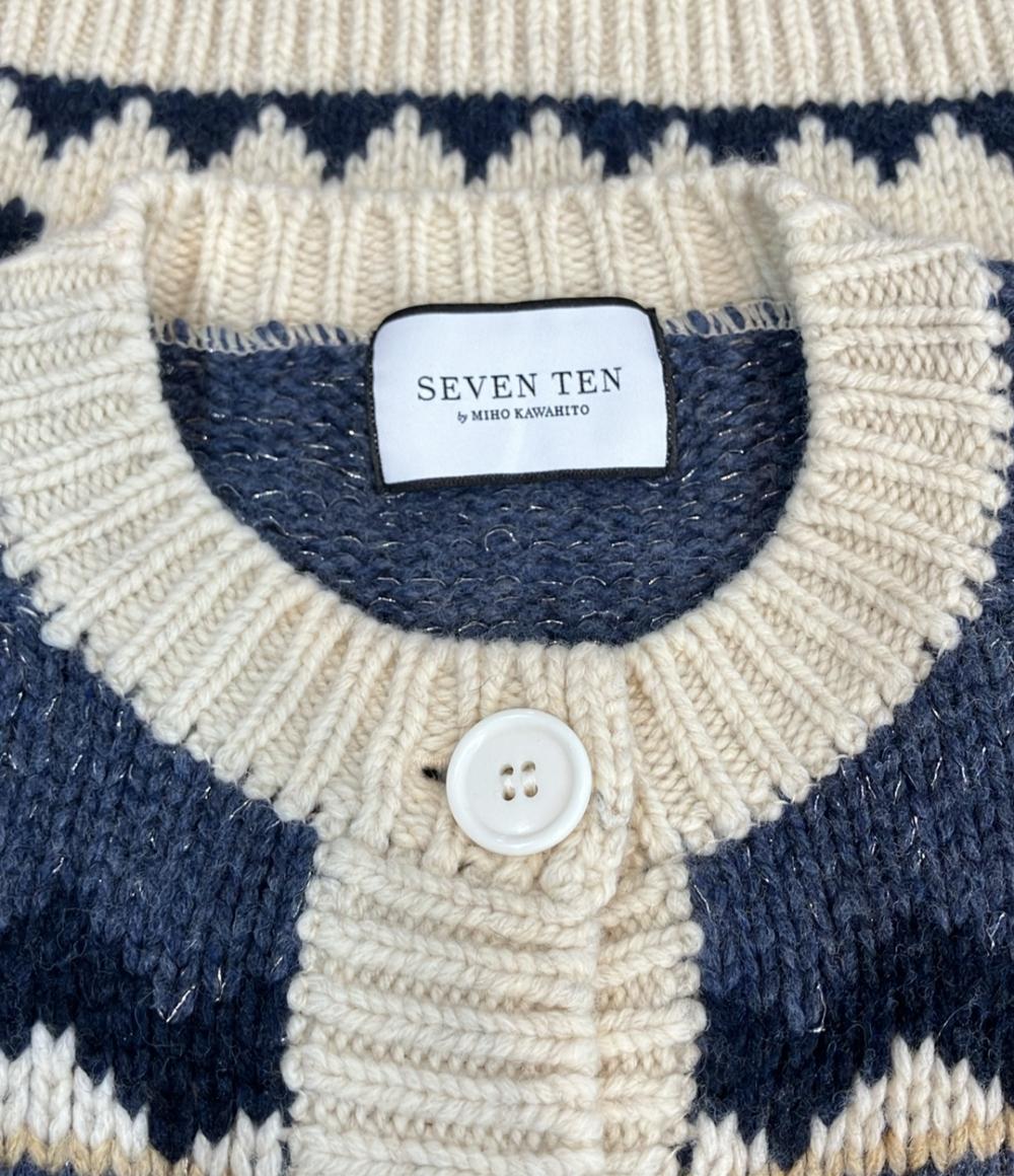 SEVEN TEN by MIHO KAWAHITO 長袖 チェリージャガードカーディガン レディース SIZE M セブンテン バイ ミホ カワヒト