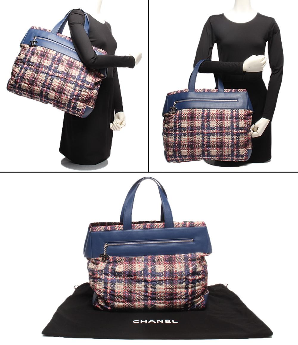 シャネル トートバッグ シルバー金具 ツイードプリント レディース CHANEL