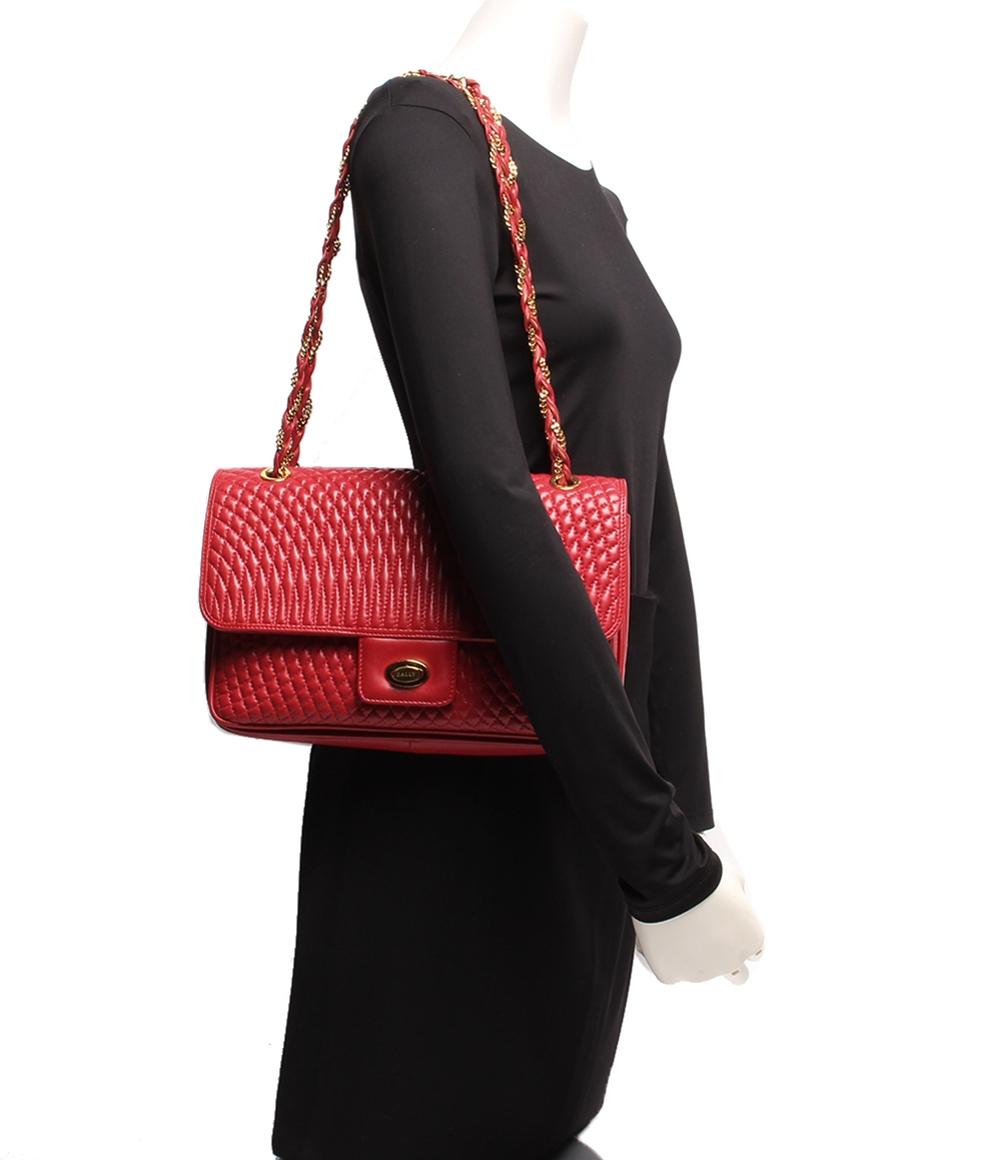 バリー チェーン レザー ショルダーバッグ キルティング ダブルフラップ ゴールド金具 レディース BALLY