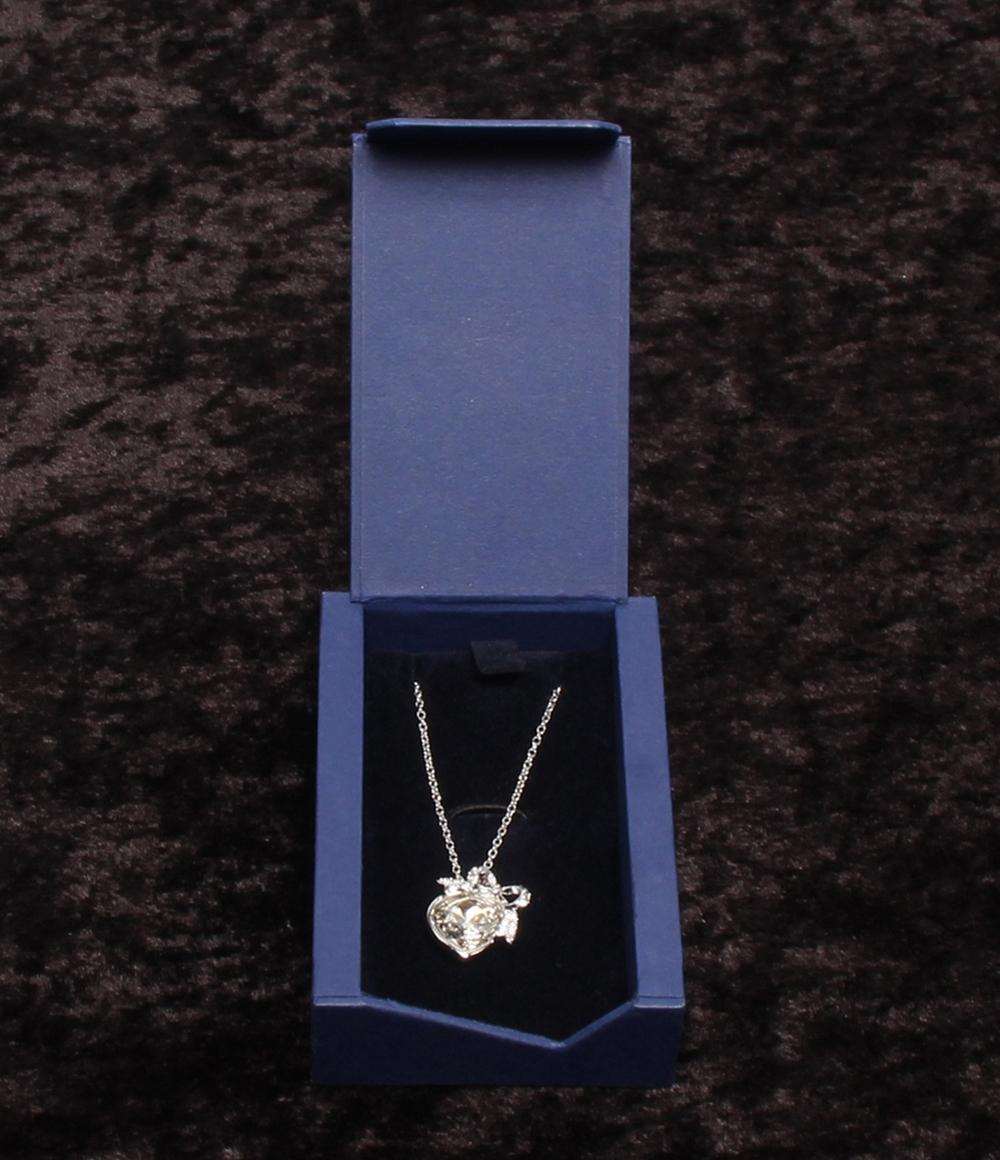 美品 SWAROVSKI ネックレス ハートモチーフ リボンモチーフ レディース スワロフスキー