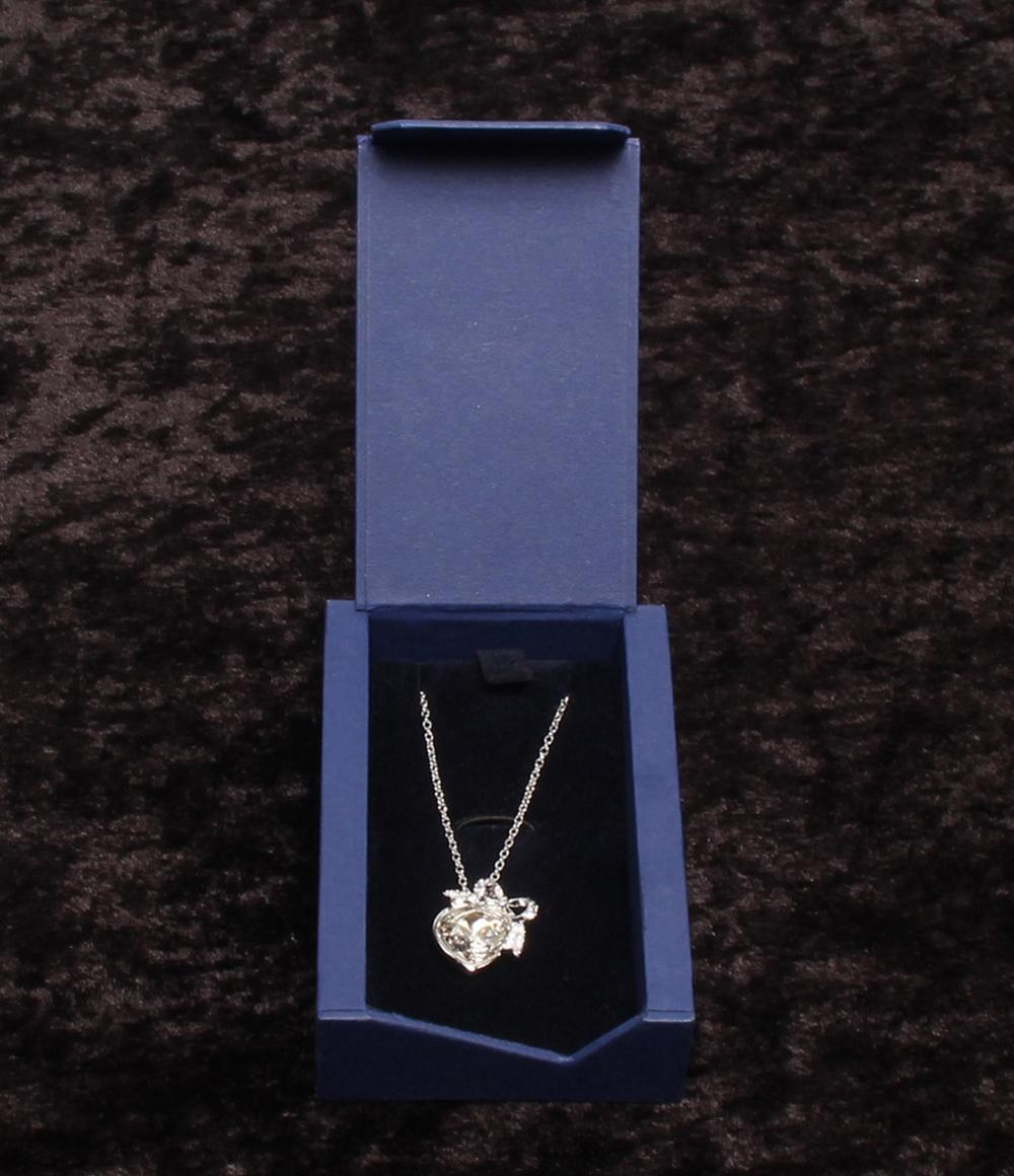 美品 SWAROVSKI ネックレス ハートモチーフ リボンモチーフ レディース スワロフスキー