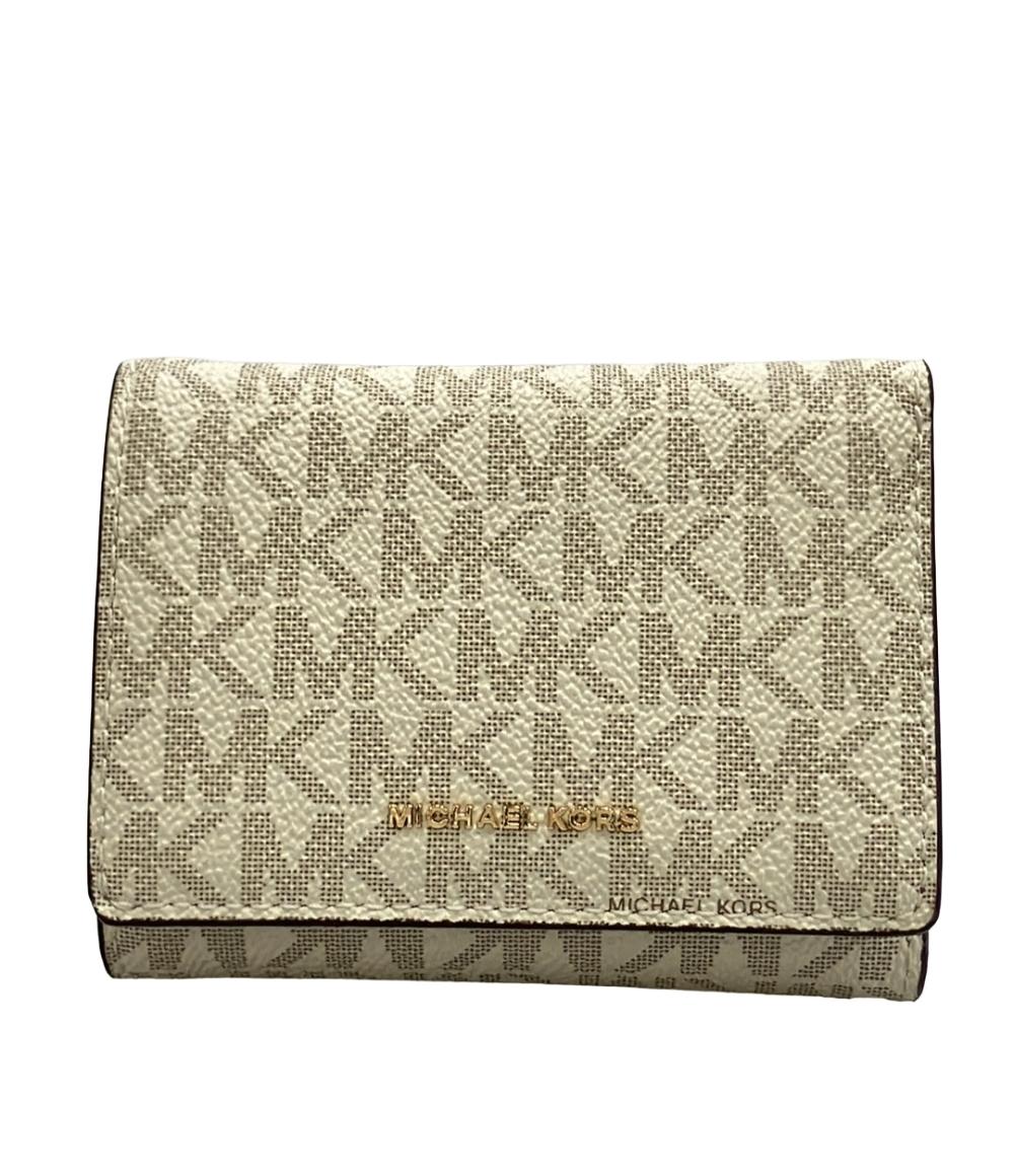 【極美品】MICHEAL KORS マイケルコース 三つ折り財布　金具ロゴ　MK 美品 MICHAEL KORS 三つ折り財布 MKシグネチャー レディース マイケル
