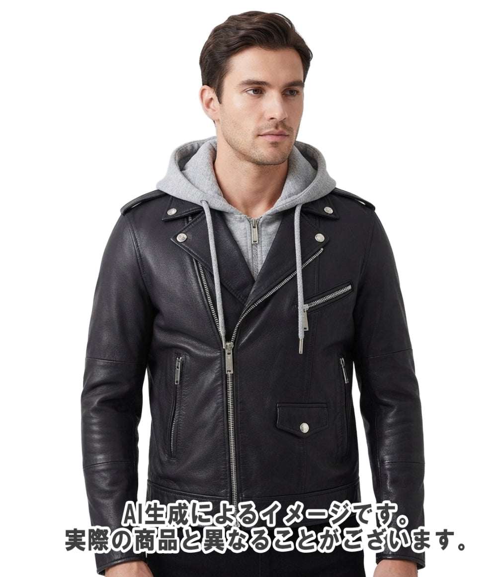 DSQUARED2 レザージャケット パーカー ドッキング レイヤード 15AW S74AM0561 SX7818 メンズ SIZE 48 (L) ディースクエアード