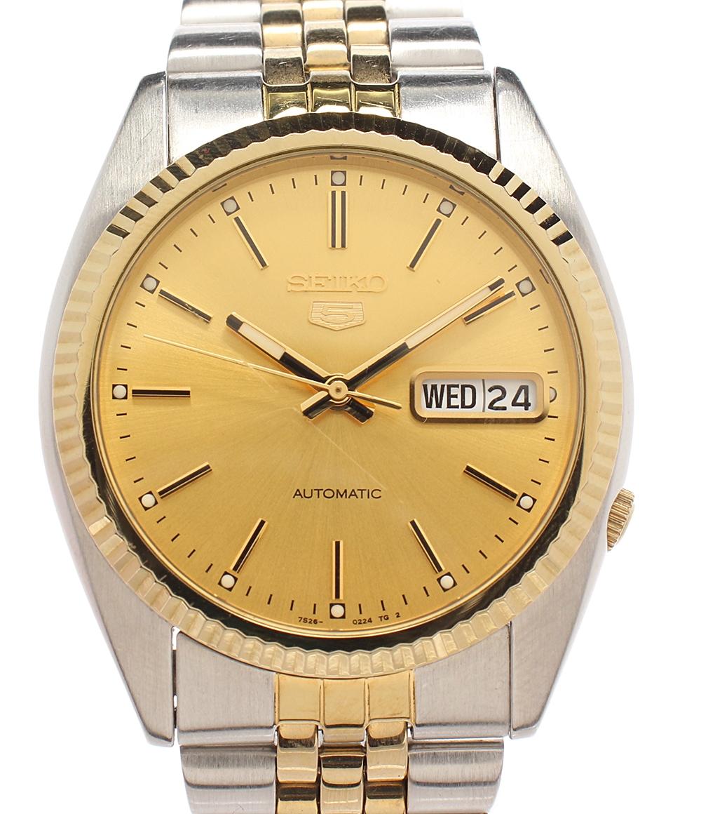 SEIKO 腕時計 5 ファイブ 自動巻き ゴールド 7S26-0500 メンズ