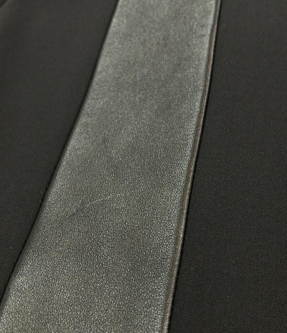 YVES SAINT LAURENT レザー切替スカート レディース イヴ・サンローラン
