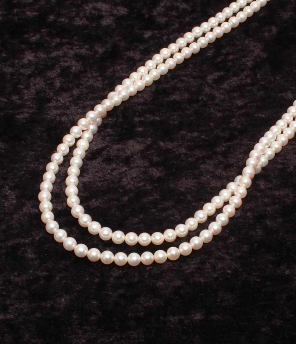美品 MIKIMOTO 2連ネックレス SV パール 5.0-5.5mm レディース 
