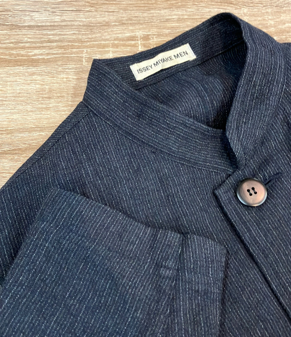 ISSEY MIYAKE MEN スタンドカラージャケット フロントボタン ネイビー ウール ME81-FD525 メンズ SIZE S イッセイミヤケ メン