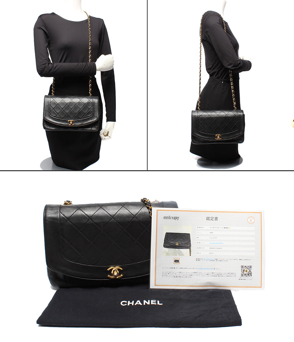 CHANEL チェーンショルダーバッグ ゴールド金具 シングルフラップ シングルチェーン マトラッセ ラムスキン 2番台 ダイアナ25 A01165 レディース