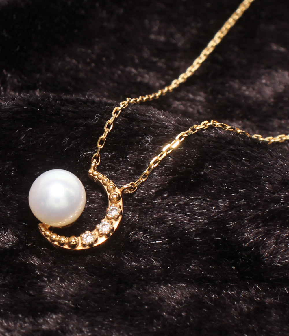 美品 VENDOME AOYAMA ネックレス K10 淡水パール ダイヤ 0.02ct レディース ヴァンドームアオヤマ