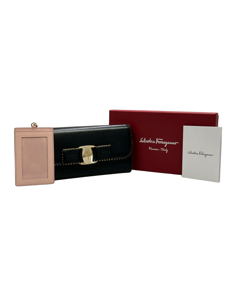 Salvatore Ferragamo 長財布 リボンスタッズ付き ヴァラ レディース サルヴァトーレフェラガモ
