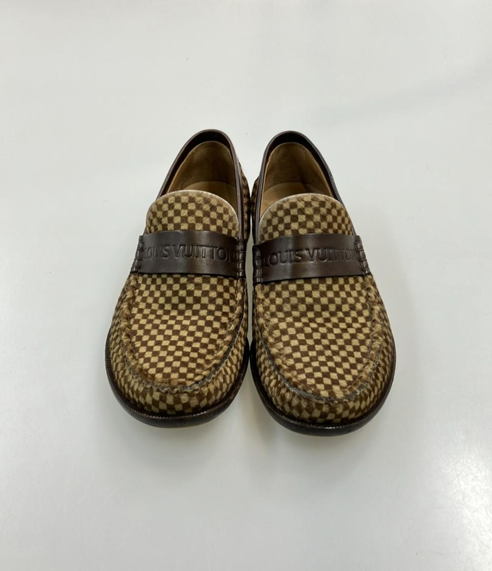 ルイ・ヴィトン ハラコ ローファー ダミエ柄 メンズ SIZE 6 1/2 (S) LOUIS VUITTON