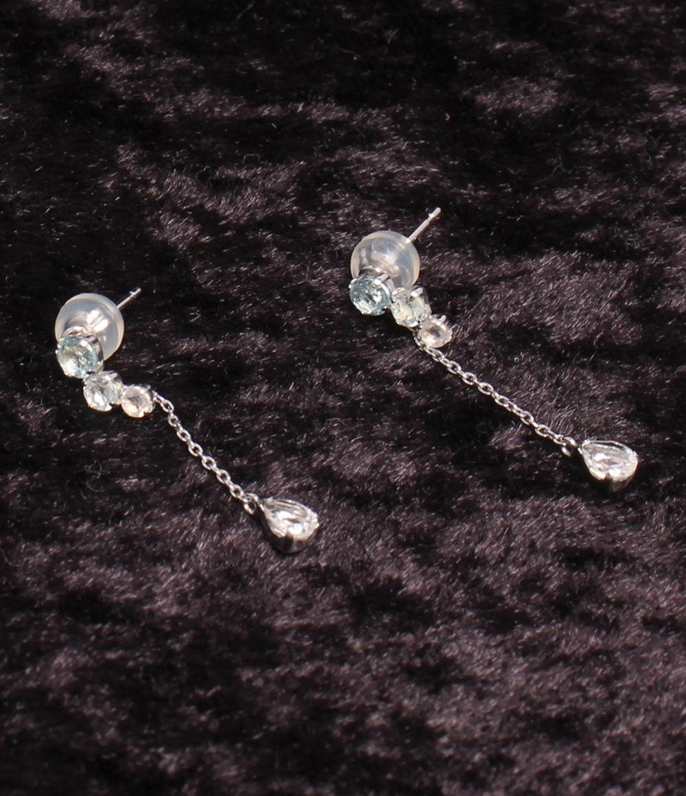 美品 4℃ ピアス K10 ブルートパーズ スイング レディース ヨンドシー