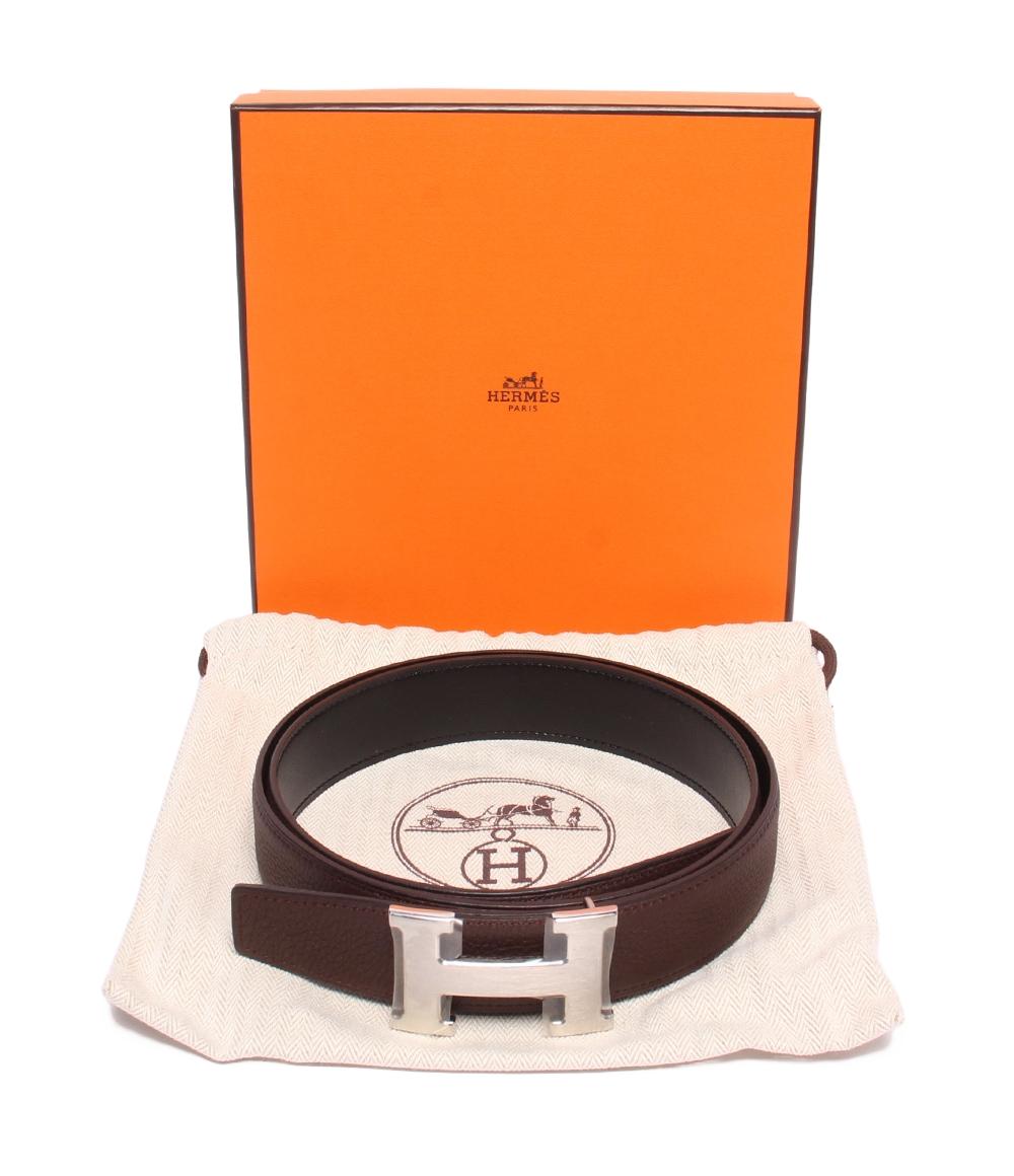 美品 HERMES ベルト Y刻印 Hバックル シルバー金具 リバーシブル コンスタンス メンズ エルメス