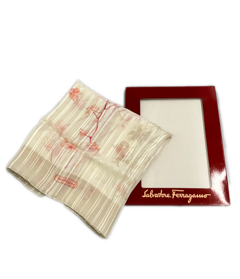 美品 Salvatore Ferragamo ストール シルク100% 花柄 レディース サルヴァトーレフェラガモ