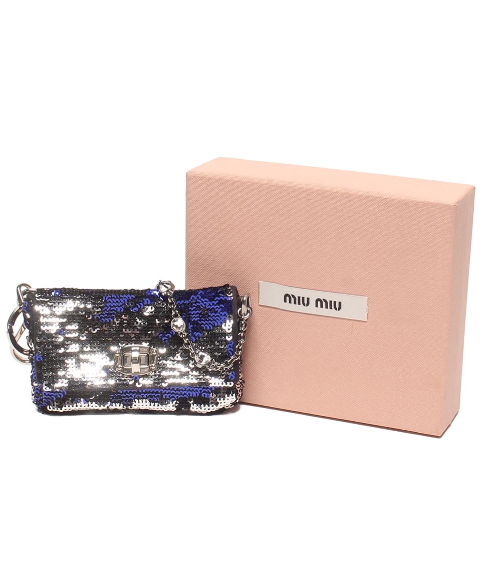 美品 Miu Miu 小物入れ バッグチャーム スパンコール レディース ミュウ ミュウ