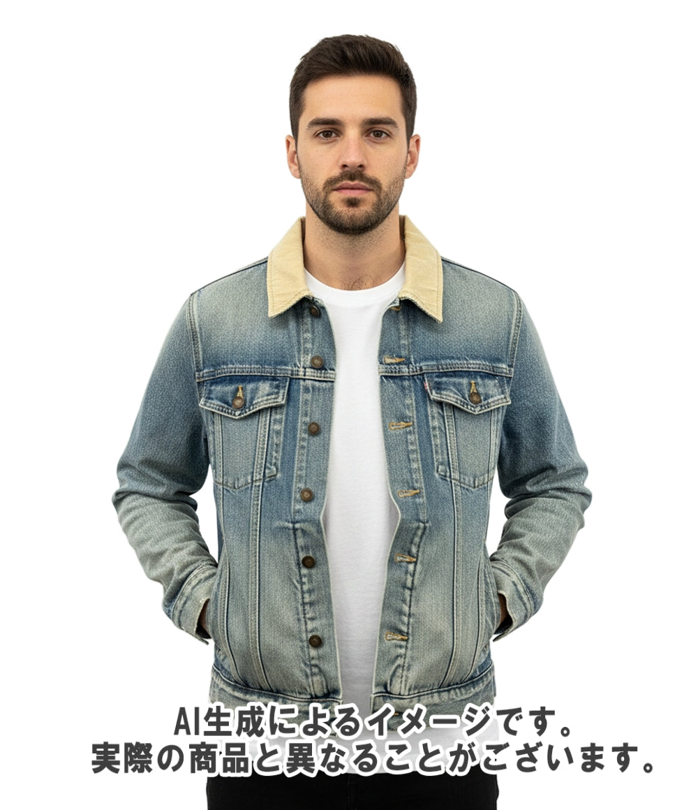 SAINT LAURENT デニムジャケット 襟コーデュロイ クラッシュ加工 530366 YA894 メンズ SIZE XS サンローラン