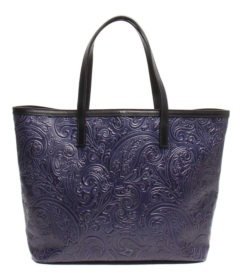 ETRO(エトロ) ショルダーバッグ - 黒×ネイビー×マルチ ジャガード×レザー ETRO（エトロ） 【送料無料】 ショルダートートバッグ ミニ