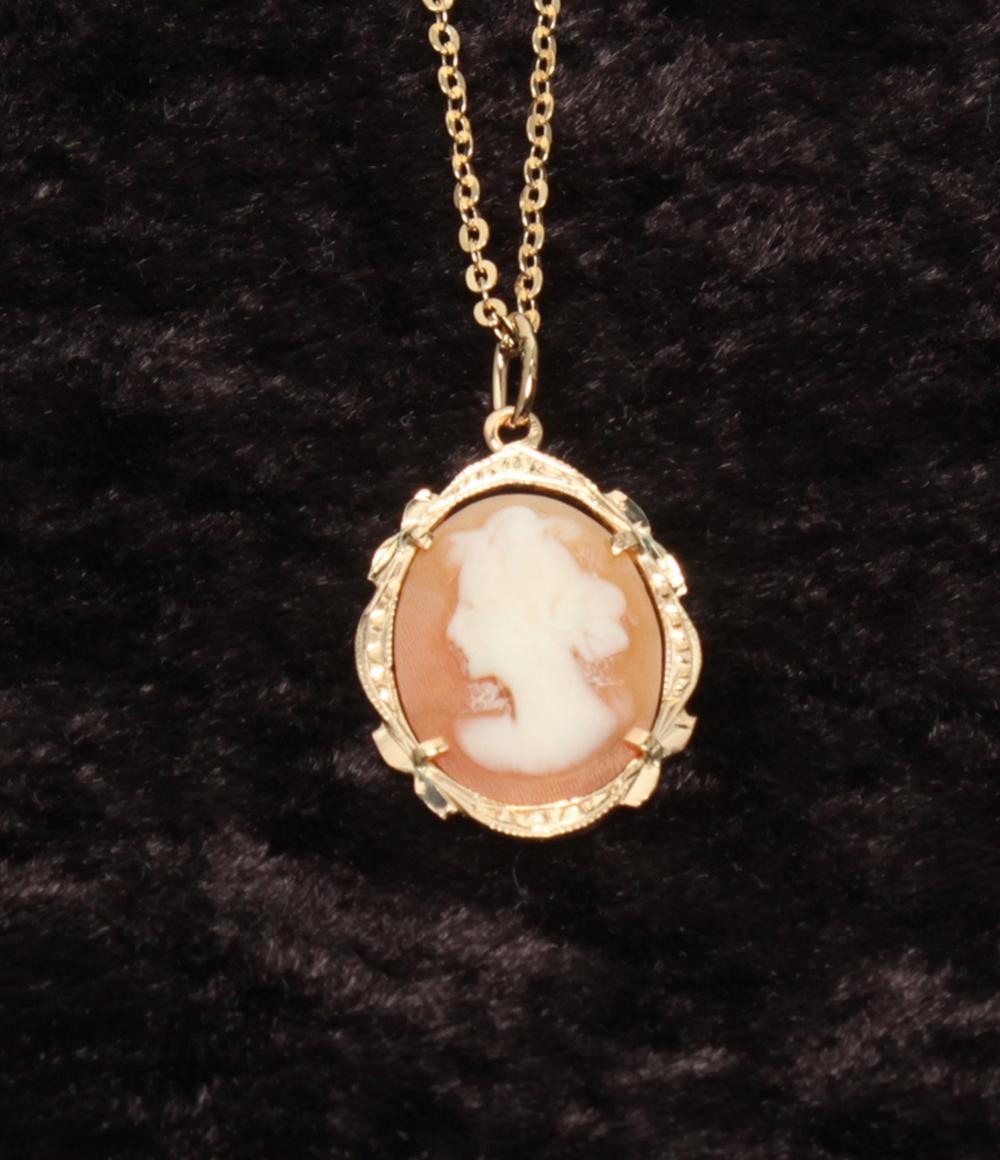 ネックレス K18 カメオ レディース