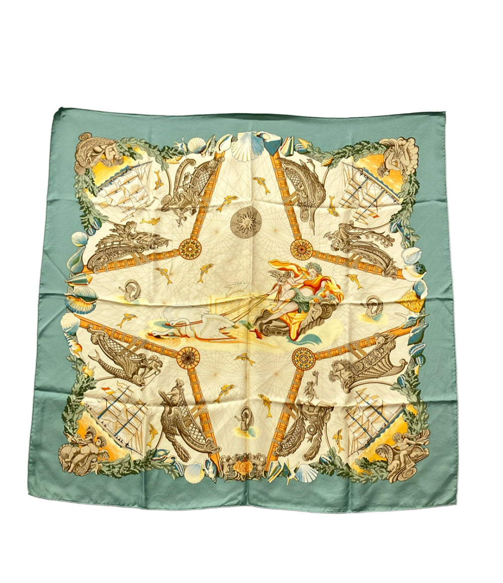HERMES スカーフ カレ90 シルク100% バラード・オセアン(海の散歩