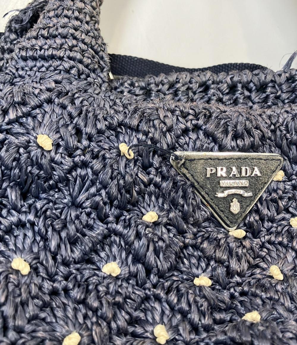 PRADA 2WAY ハンドバッグ ショルダーバッグ トートバッグ 斜め掛け ラフィア ポンポン 1BG889 レディース プラダ