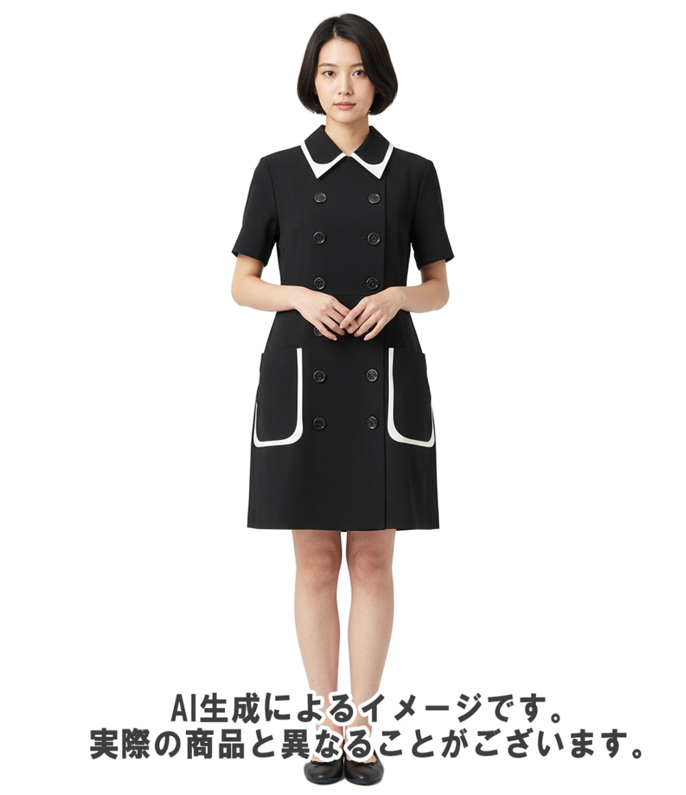 FENDI 半袖ワンピース ダブルブレスト バイカラー ミニ FDA886 AC5M レディース SIZE 44 (L) フェンディ
