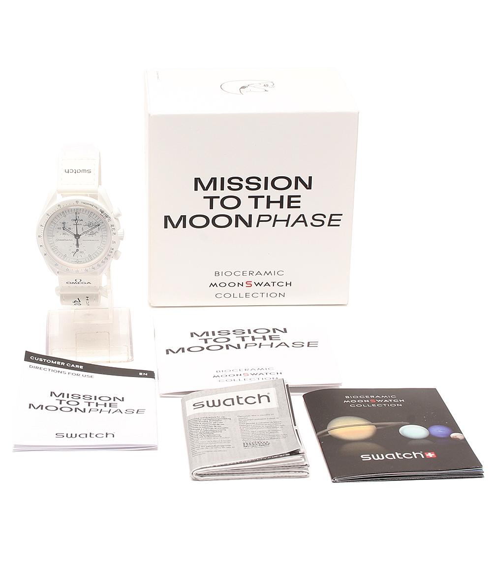 美品 腕時計 OMEGA × SWATCH x Snoopy MOONSWATCH MISSION TO THE MOONPHASE クオーツ ホワイト ユニセックス オメガ スウォッチ