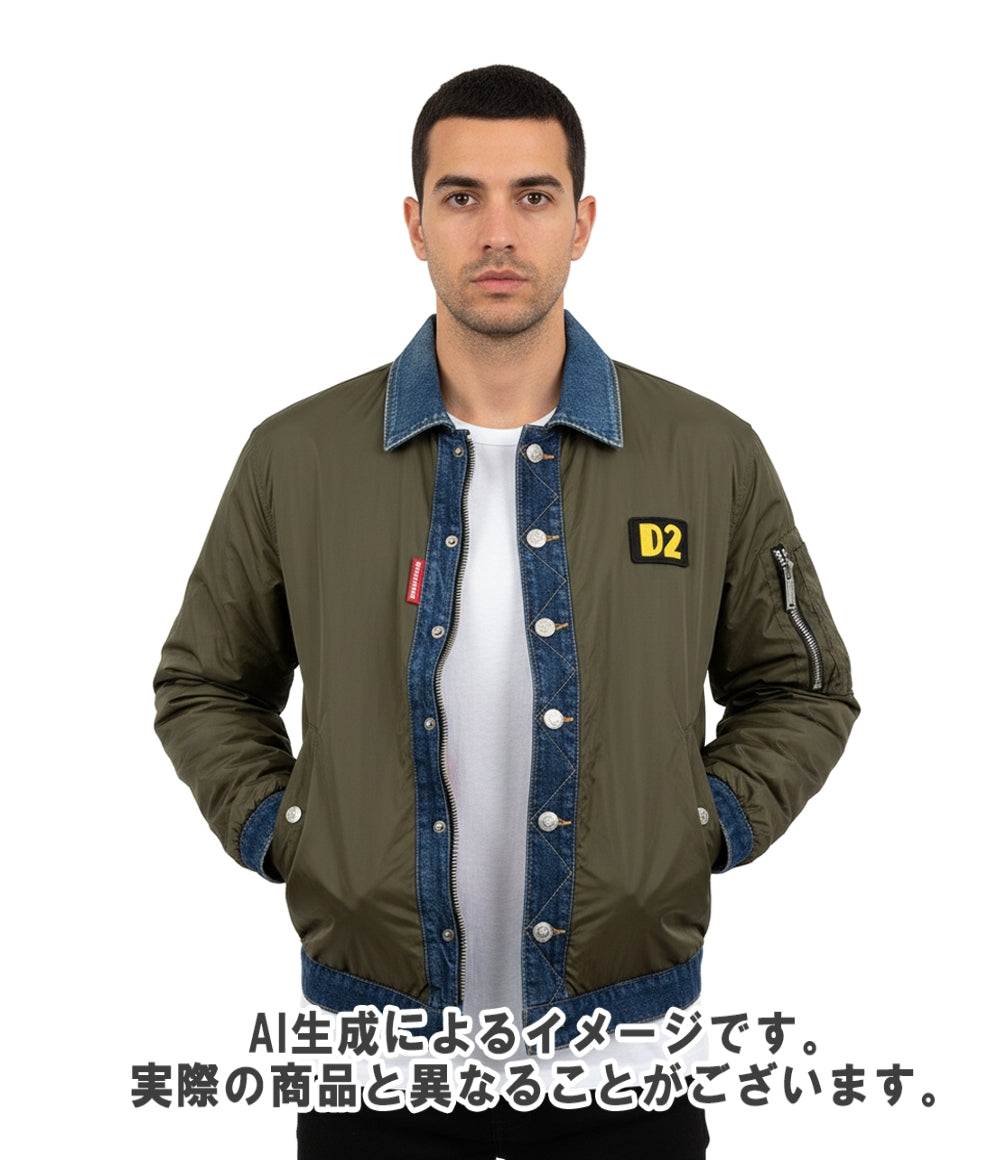 DSQUARED2 ボンバージャケット リバーシブル デニム ナイロン ドッキング ミリタリー ペンキ Cyprus (サイプラス) リバーシブルジャケット S74AM1309