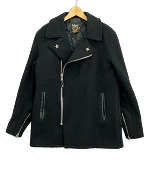 Schott ブラック ウールジャケット Schott ダウンジャケット 36 黒 レザー