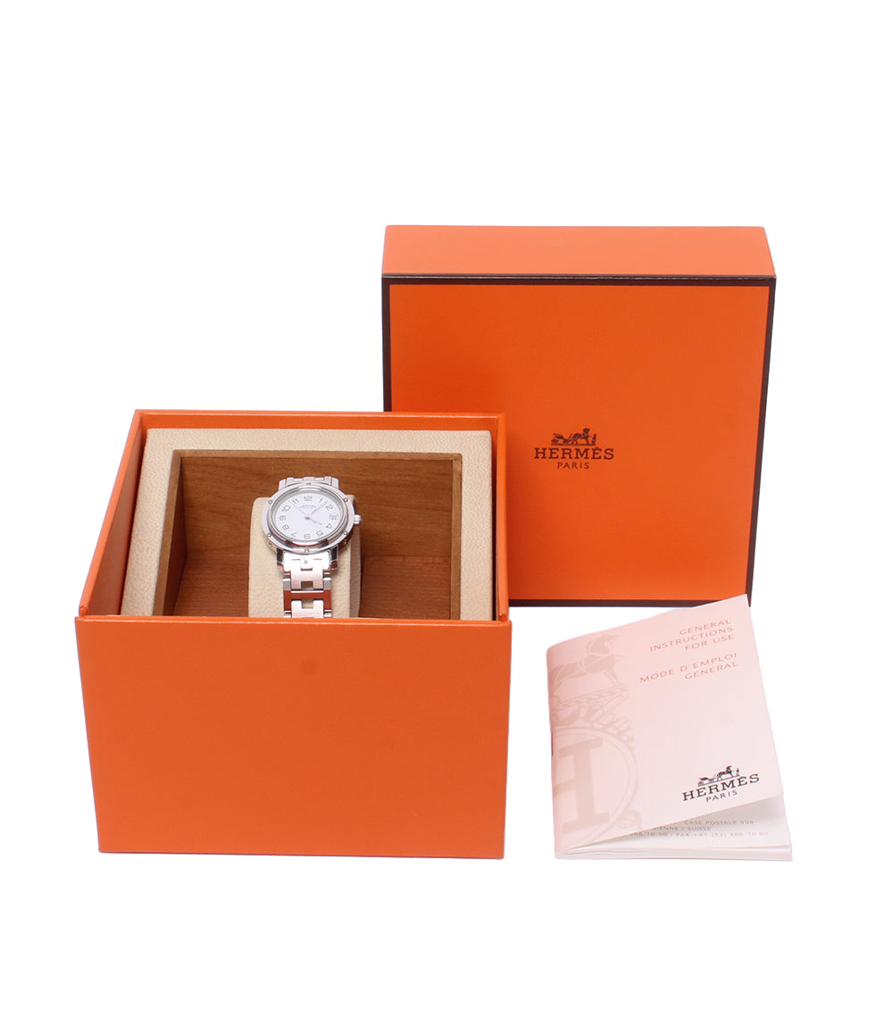 HERMES 腕時計 クリッパー クオーツ ホワイト CL4.210 レディース エルメス