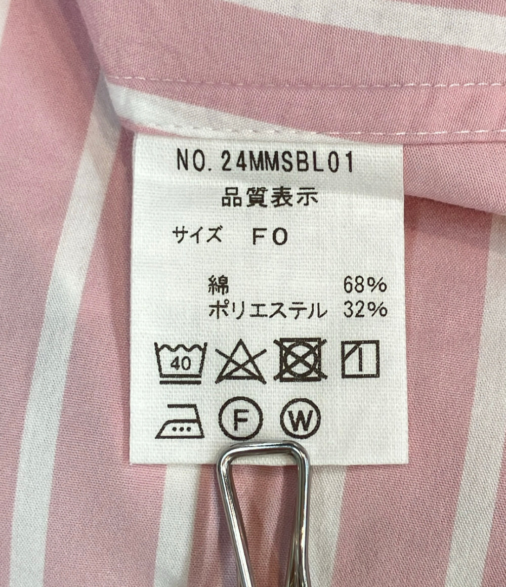 美品 THE SHINZONE 長袖シャツノーカラー ストライプ 24MMSBL01 レディース SIZE F ザ シンゾーン