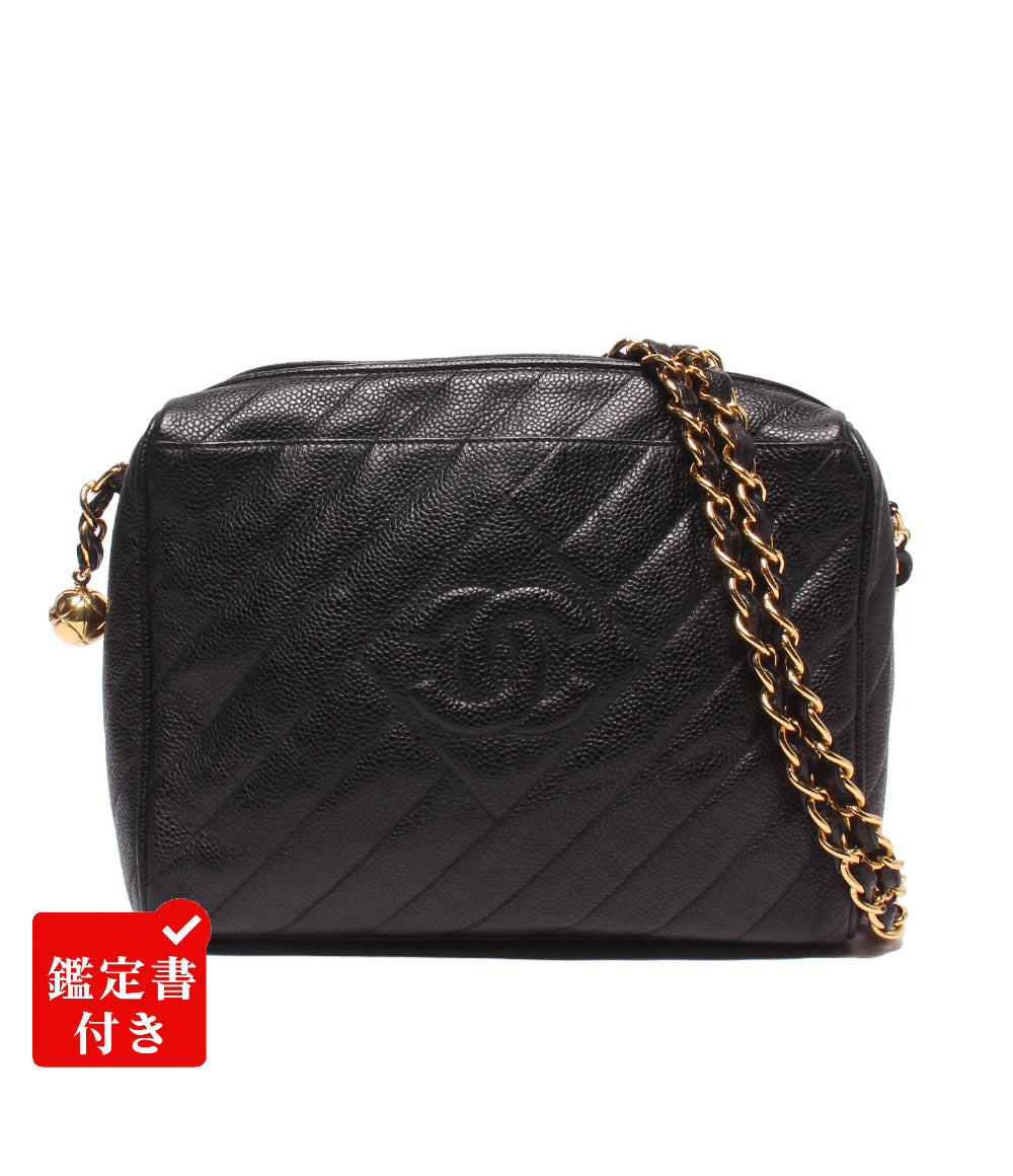 CHANEL チェーンショルダーバッグ 斜め掛け ゴールド金具 キャビア CHANEL チェーンショルダーバッグ 斜め掛け ゴールド金具 キャビア