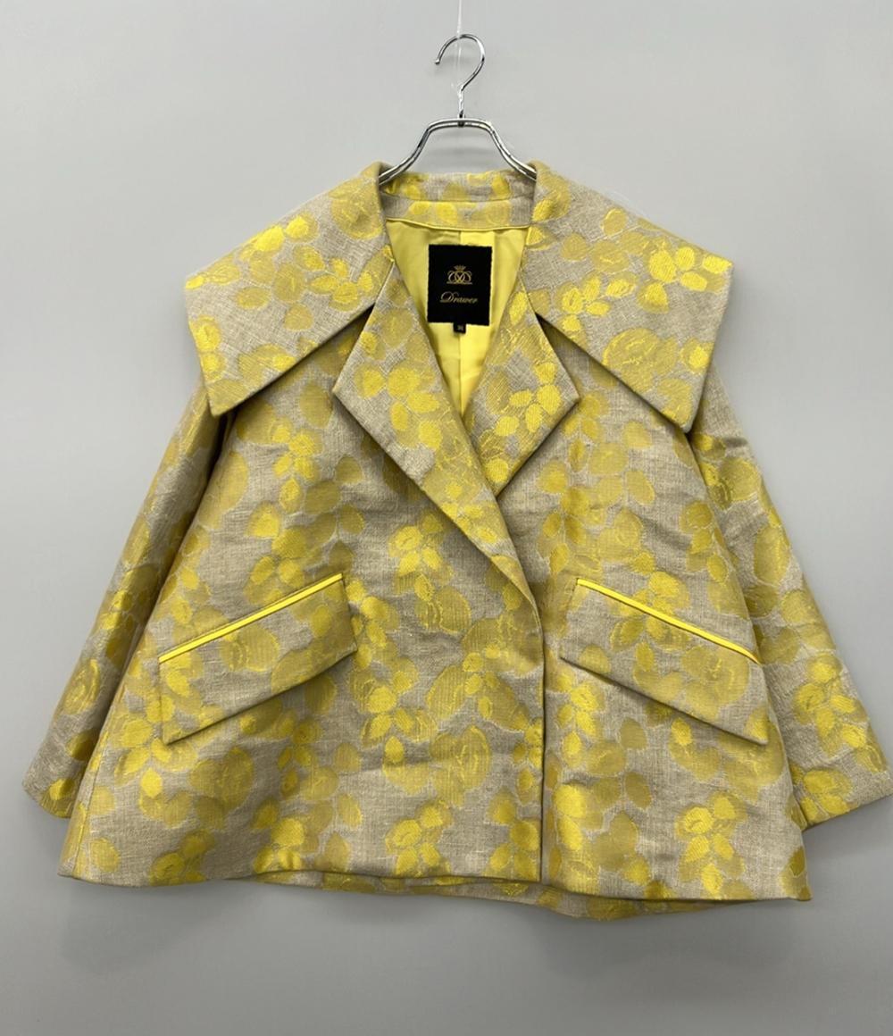 Drawer コート ビッグカラー 総柄ジャカード スナップボタン 6525-299-0855 レディース SIZE 38 (M) ドゥロワー