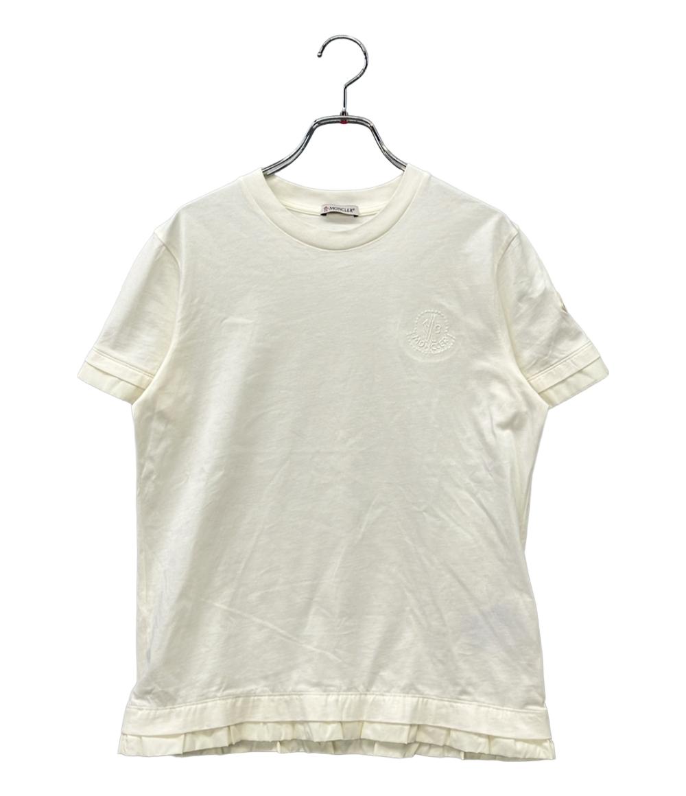 美品 モンクレール 裾フリル半袖Tシャツ レディース SIZE XS MONCLER 美品 MONCLER 裾フリル半袖Tシャツ レディース SIZE XS モンクレール