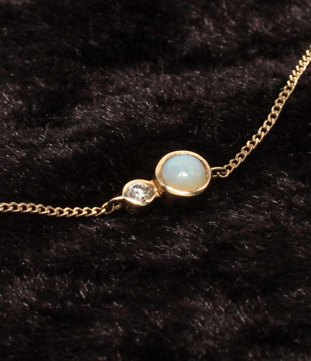 美品 ete ブレスレット K10 ダイヤ 0.02ct オパール レディース エテ