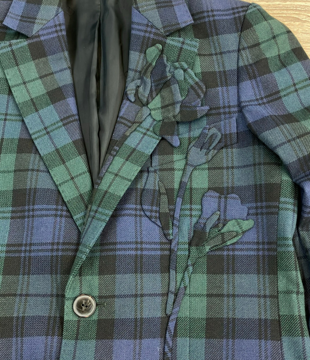 美品 VALENTINO フラワーエンブロイダリー テーラードジャケット タータンチェック メンズ SIZE 44 (S) ヴァレンティノ