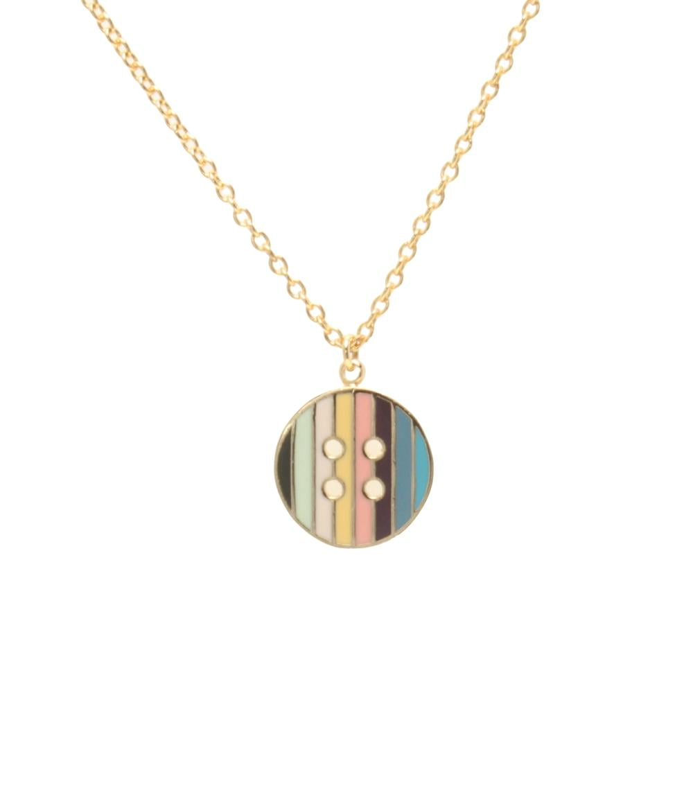 【美品】 Paul Smith ボタン ネックレス マルチストライプ ゴールド Paul Smith ネックレス ストライプ ボタンモチーフ ユニセックス