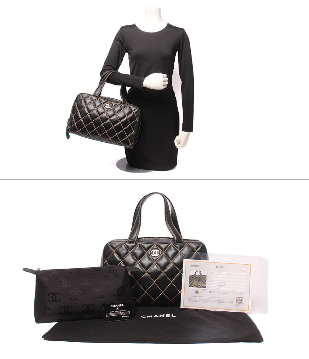 訳あり CHANEL ハンドバッグ ゴールド金具 6番台 ワイルドステッチ レディース シャネル