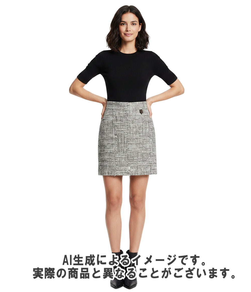 美品 LOUIS VUITTON ミニスカート ツイード ロゴ入りファスナーチャーム RW221B MR2 FMJU96 レディース SIZE 36 (S) ルイ・ヴィトン